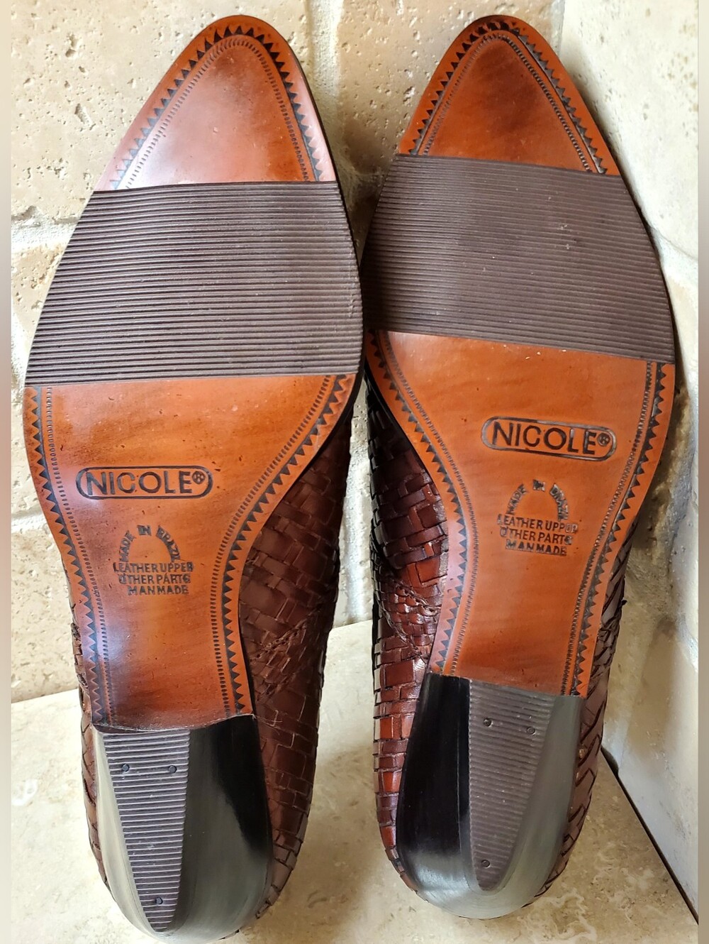 Nicole by Nicole Miller Victoria 7.5M Woven Leather Buckle Mules in Dark Brown - Picture 5 of 13